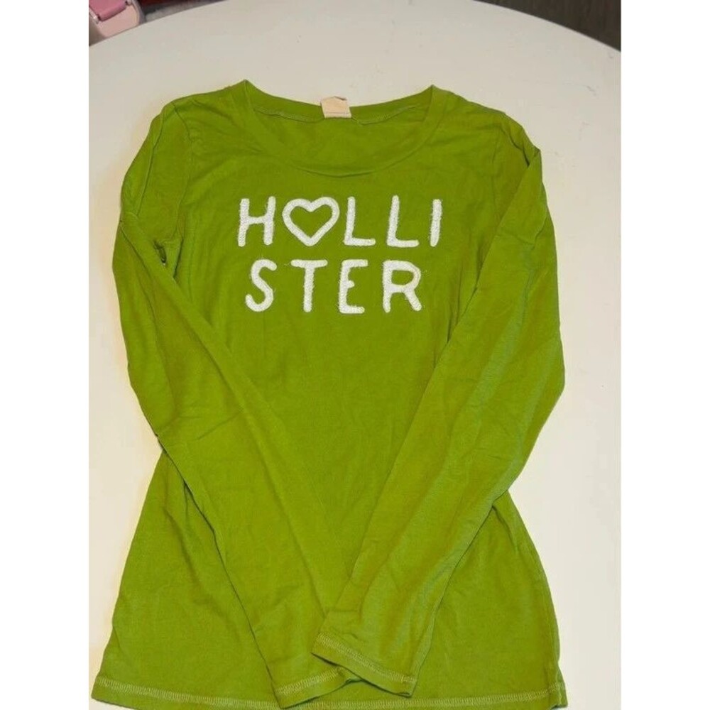 Hollister lime green long sleeve shirt size large Y2K